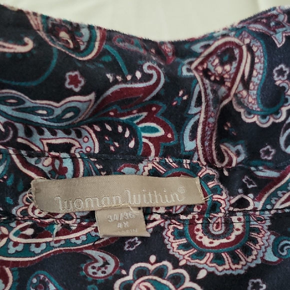 Woman Within Paisley Shirt in Purple, Teal and Pink - Picture 3 of 6
